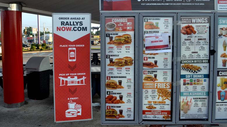 A menu at Checkers/Rally's drive-thru