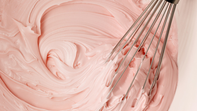 Close up of a pink frosting