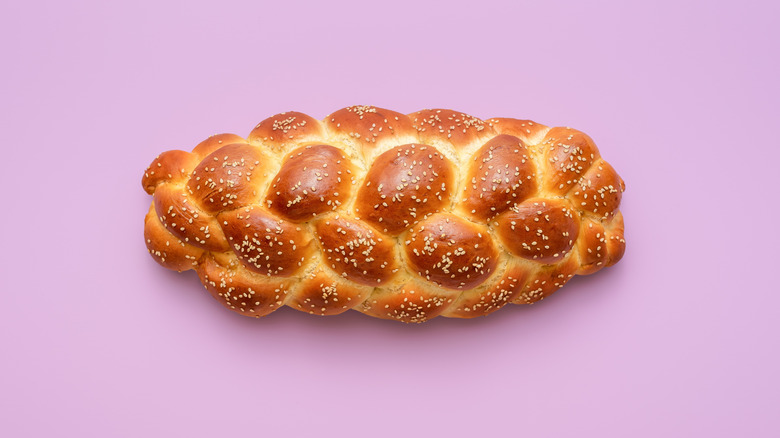 sesame seed challah white background
