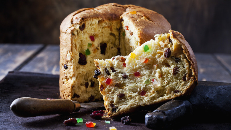 sliced panettone with candied fruit