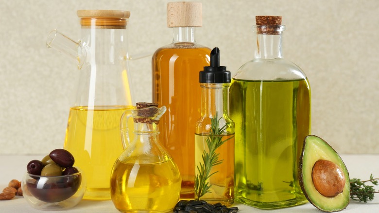 various displayed cooking oils