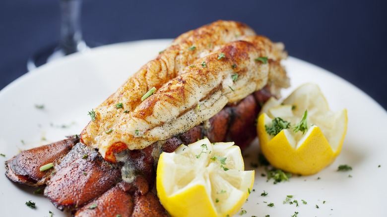 Lobster tail dish with lemon