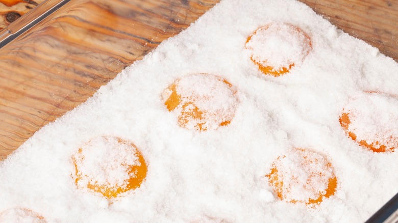 Yolks curing in salt