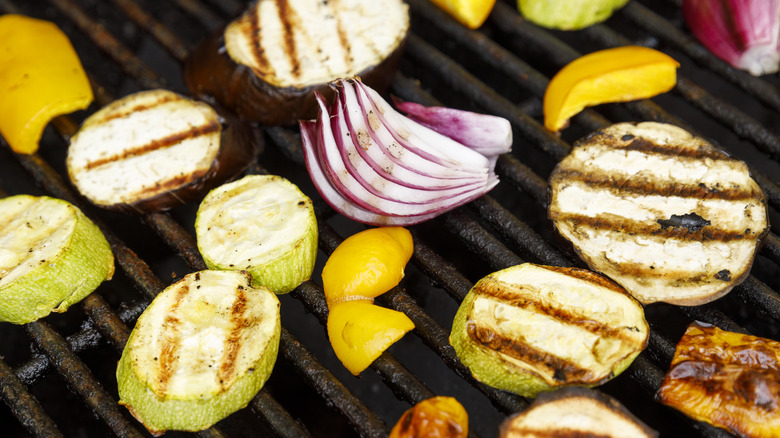 Cooking vegetables on a grill