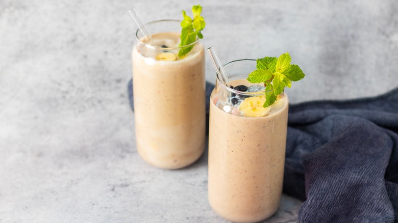 two banana smoothies