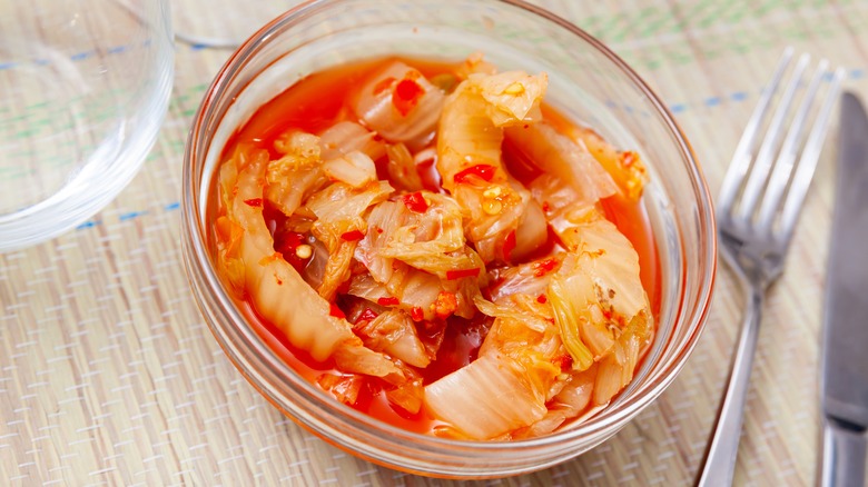 prepared bowl of kimchi