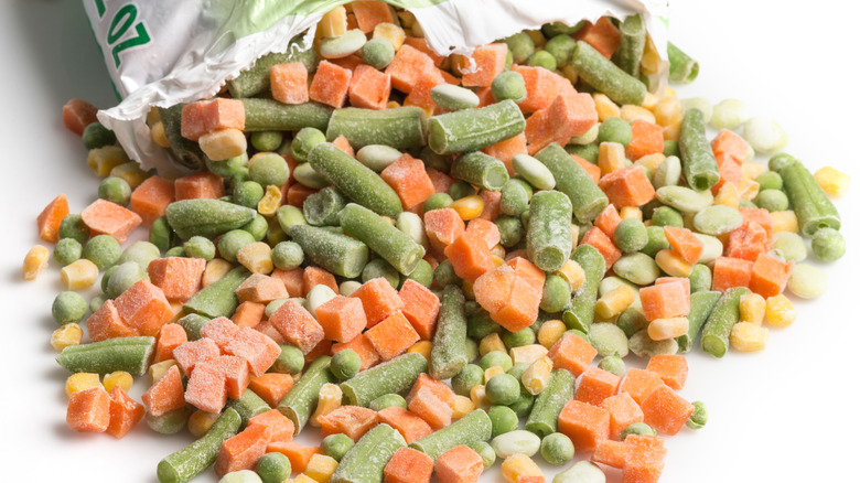 Open bag of frozen veggies