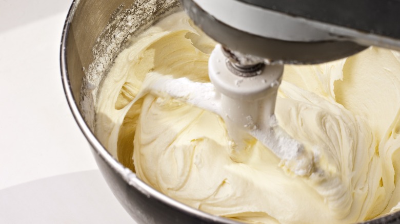 Mixing cream cheese frosting