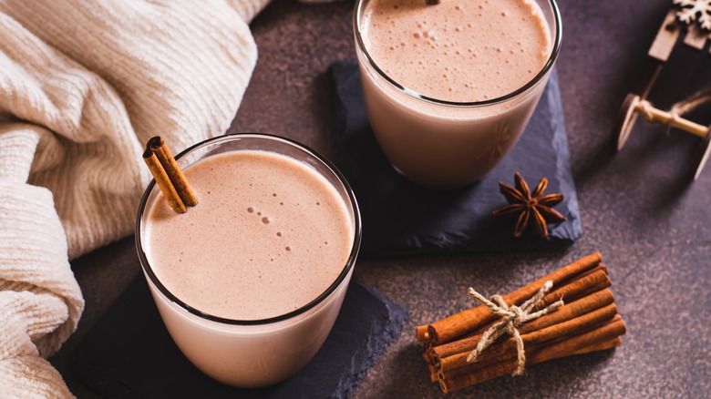 Two cups of boozy hot chocolate