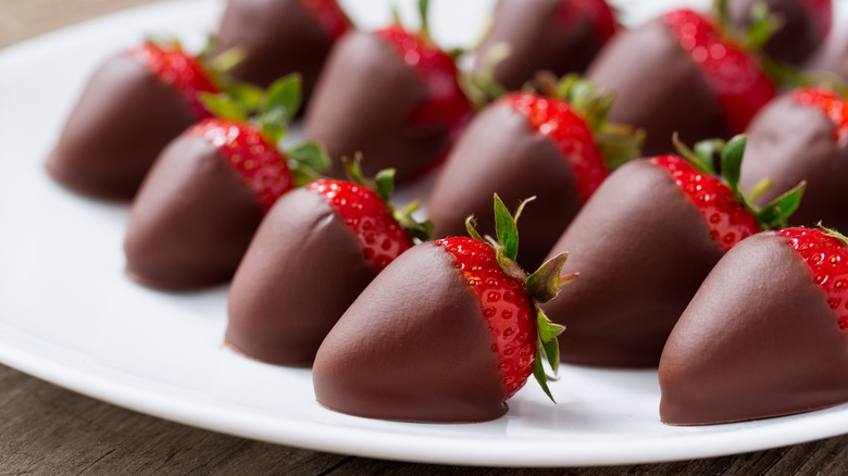chocolate covered strawberries close up