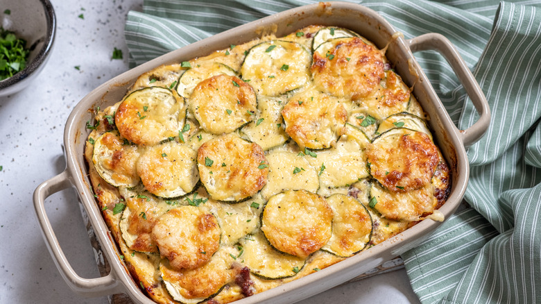 Casserole with cheese and zucchini