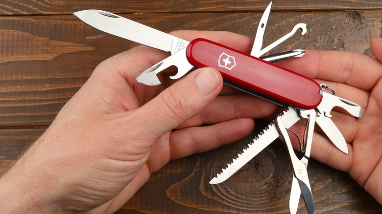 Pocket knife with blades out