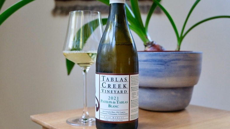 Bottle of Tablas Creek with glass