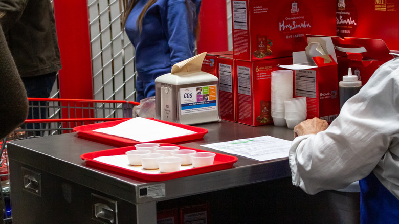 Tray of samples at Costco