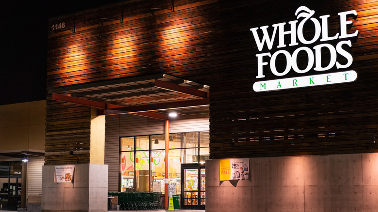 Whole Foods store exterior at night