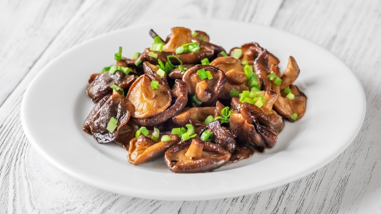 sauteed mushrooms on plate