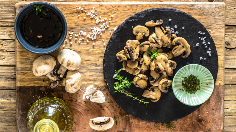 sauteed mushrooms and salt