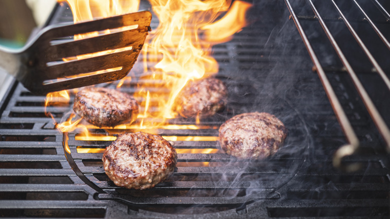 Burgers cooking on the grill