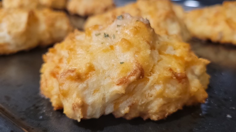 Close up of Cheddar Bay Biscuit