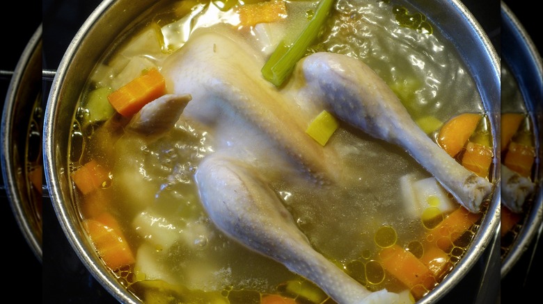 Cooking chicken soup