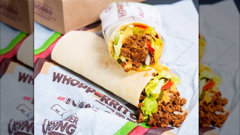 Burger King Whopperito on branded paper wrapping