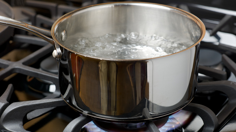 Pot boiling on stove