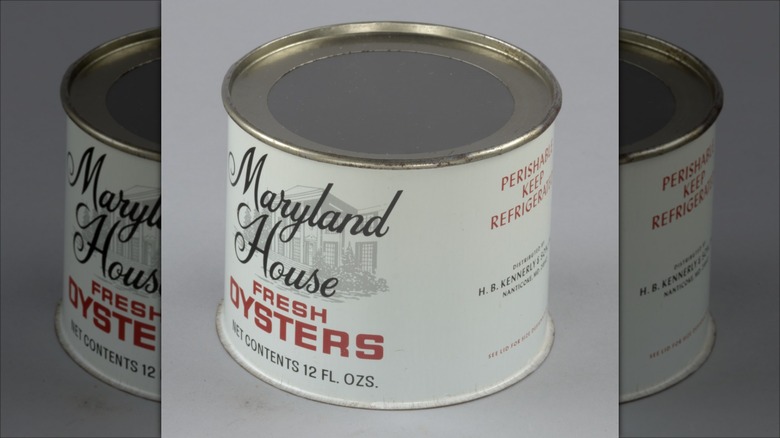 An unopened can of oysters