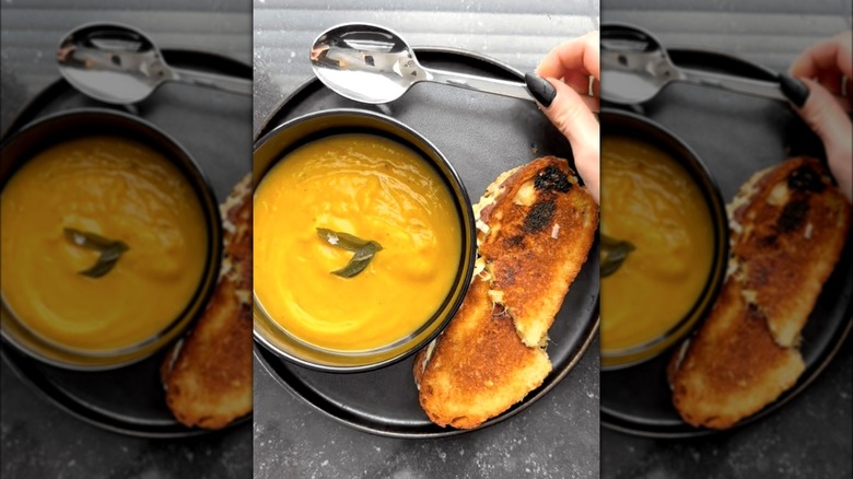 Grilled cheese and bowl of soup
