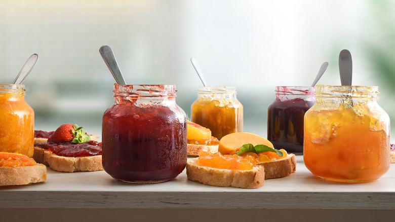 Assortment of jam and bread