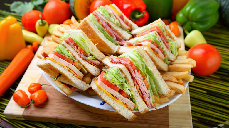 Club sandwich on a plate