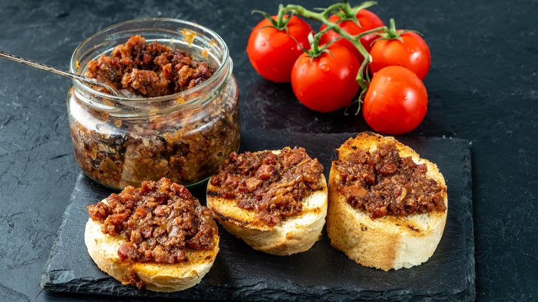 Bacon jam on baguette