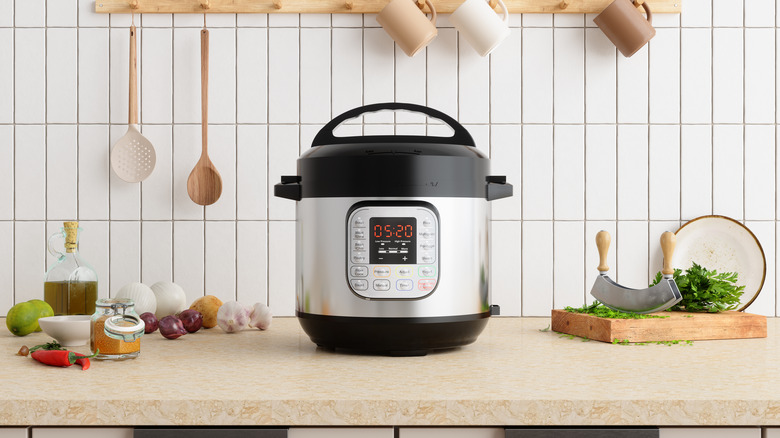 slow cooker on counter