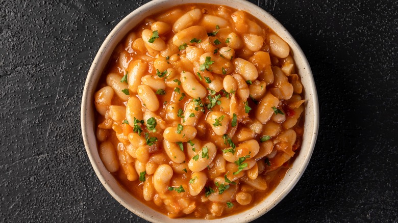 Creamy white beans in a dish