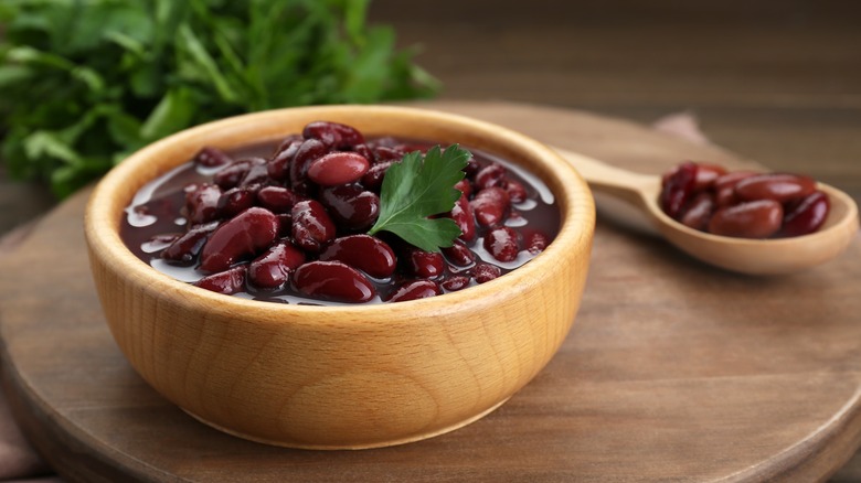 Canned red kidney beans in a bowl