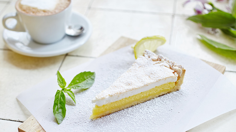 yellow tart with coffee cup