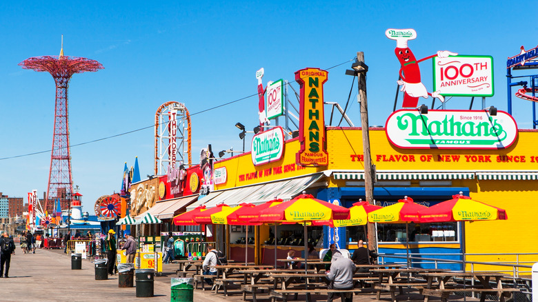 Coney Island with Nathan's Famous in foreground