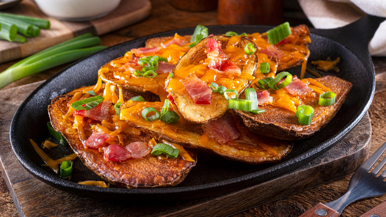 Potato skins in a skillet