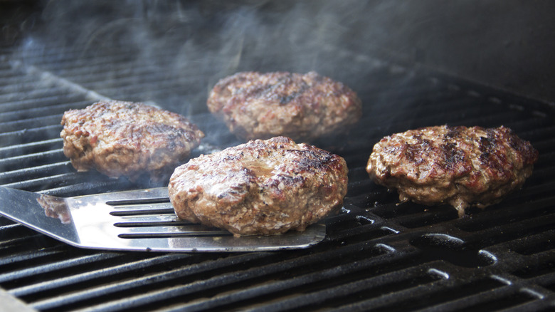 Burger patties on grill