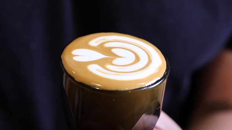 Latte art on a cortado/gibraltar