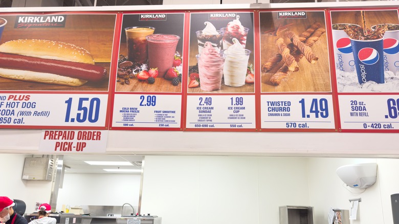 Costco foodcourt menu board