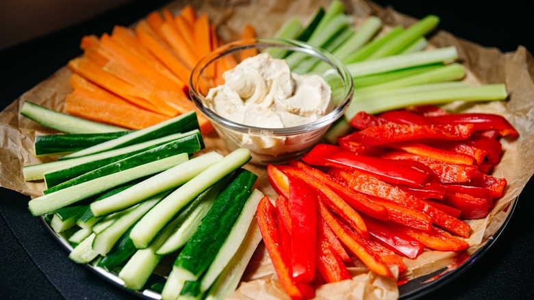 Vegetable platter on parchment paper