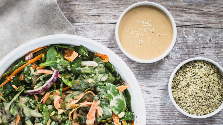 Salad with tahini dressing