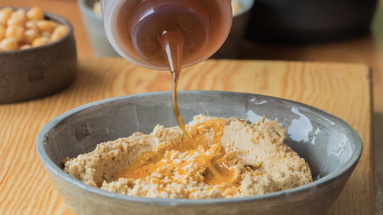 Hummus with honey poured in