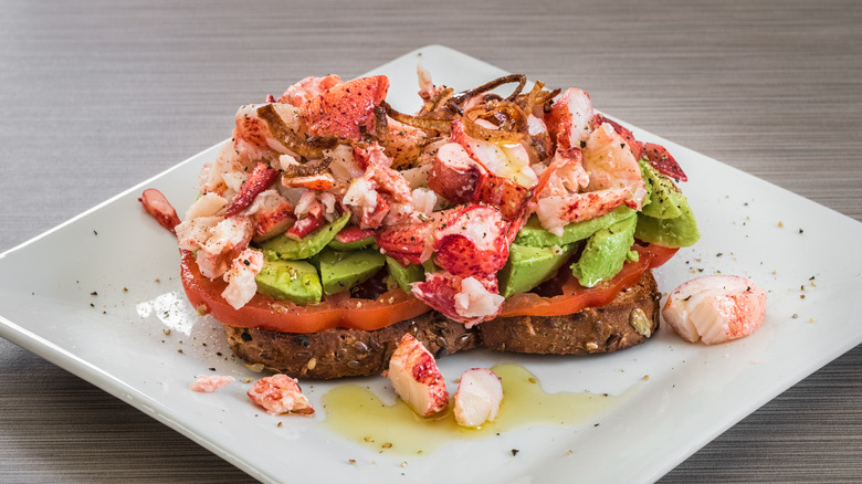 Lobster and avocado on toast