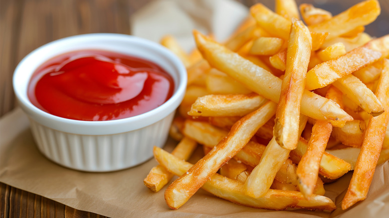 French fries with ketchup