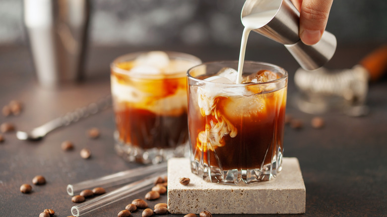 White russian cocktail with cream