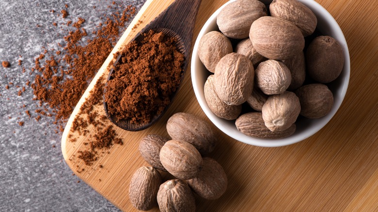 nutmeg seeds in bowl