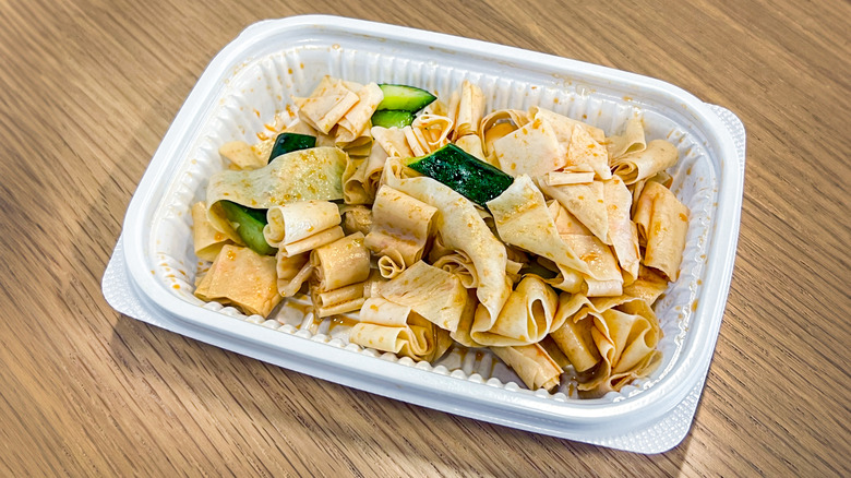 tofu dish stored in plastic tray