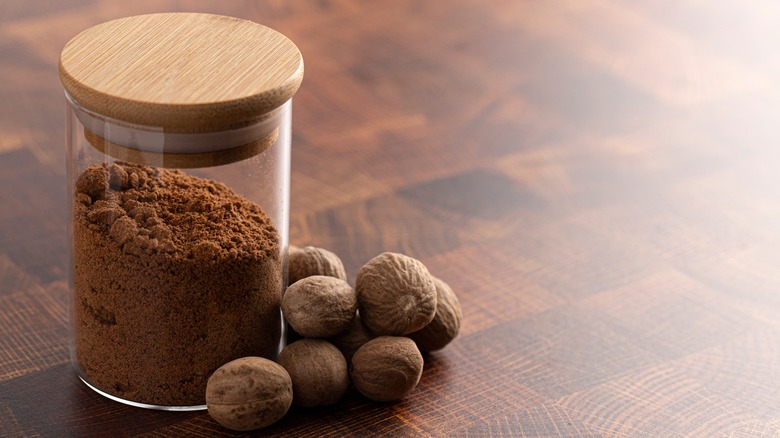 jar of ground nutmeg