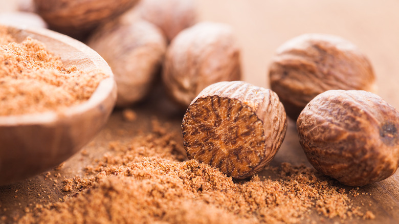 nutmeg powder closeup shot